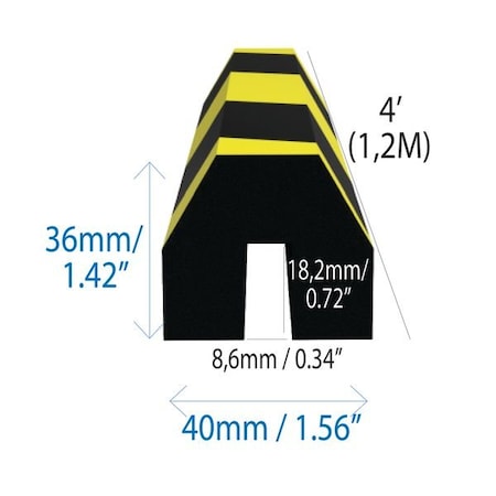 Ergomat Conic I-Beam Protector Black/Yellow Hazard CIBP120-BK/Y